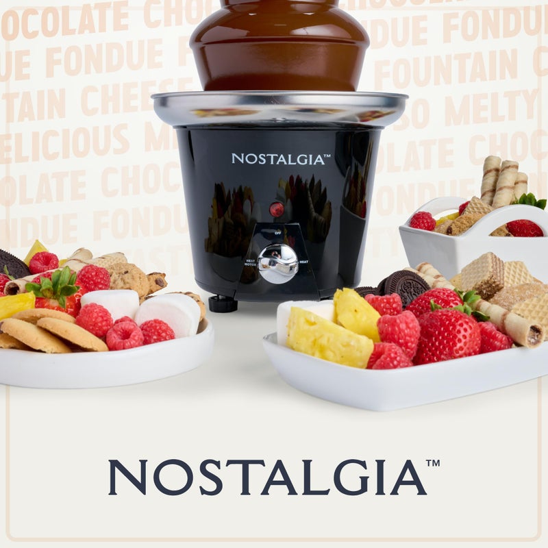 Nostalgia 3 Tier Electric Chocolate Fondue Fountain Machine for Parties - Melts Cheese, Queso, Candy, and Liqueur - Dip Strawberries, Apple Wedges, Vegetables, and More - 24-Ounce - Black, Small - Image 5