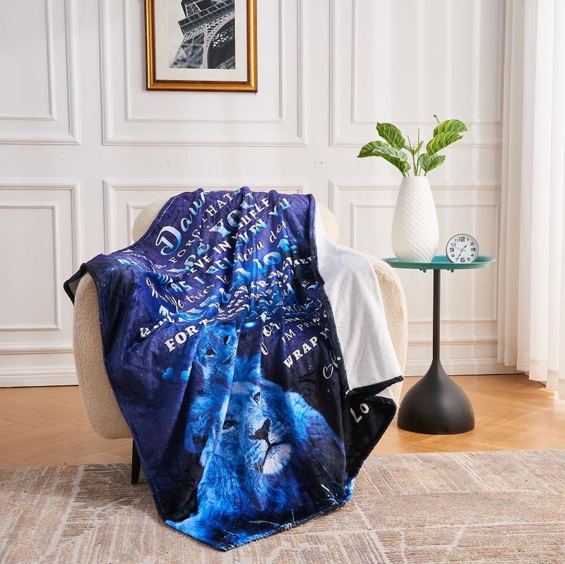 tgruihm Daughter Gift from Dad, to My Daughters Blue Lion Blanket 50"x60", Christmas Birthday Gifts for Daughter from Dad, Mothers Day Present for Adults Daughters Graduation Flannel Throw Blanket - Image 4