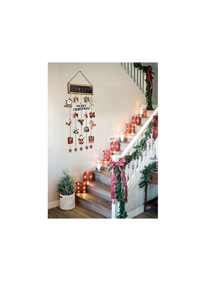 The Bros Picture Frames Collage Photo Hanging Display Picture Board Wood Rustic Frames for Wall Decor with Blackboard and 30 Clips Carbonized Black - Image 5