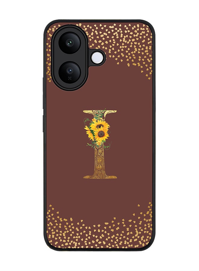 For vivo V60 Lite 5G / V60 Lite 4G Case,Slim fit Camera Protection, Shockproof Thin Phone cover  - Custom Floral Monogram - I  (Brown )