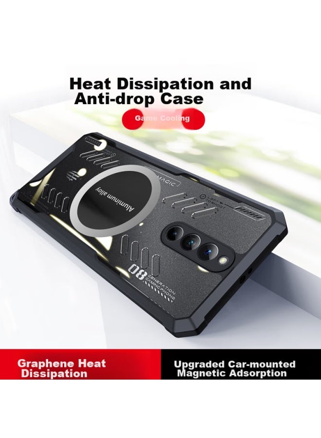 Freeson Heat Dissipation Phone Case For Nubia Red Magic 8 Pro/8 Pro+/8s Pro/8s Pro+, Full Lens Protection, Transparent Metal Magnetic Compatible With Cooling Fans, Black - Image 5