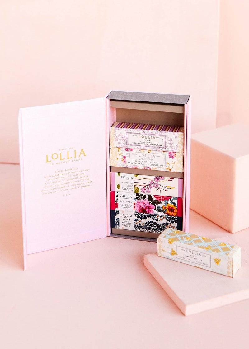 LOLLIA Petite Treat Handcreme Gift Set with Always in Rose, Breathe, Dream, Relax, This Moment & Wish, Scented Hand Cream for Women, Moisturizing Lotion for Dry Hands, Quick Absorbing Skin Care - Image 1