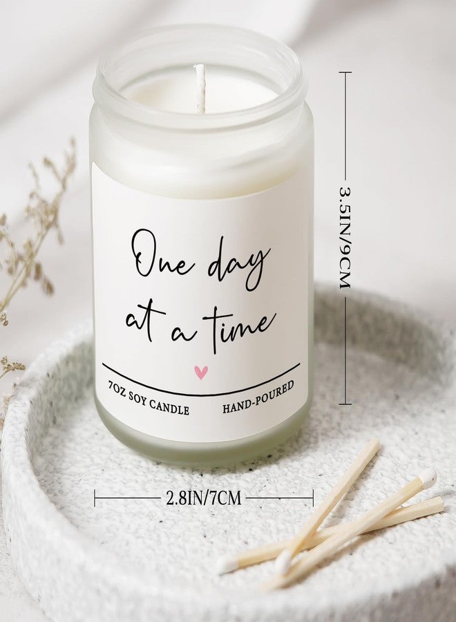 Shqiueos Get Well Gifts for Women Men, Thinking of You Gift-One Day at A Time Lavender Scented Candle 7oz, Inspirational Breast Cancer Care Present, Encouragement Sympathy Bereavement Christmas Gift - Image 3