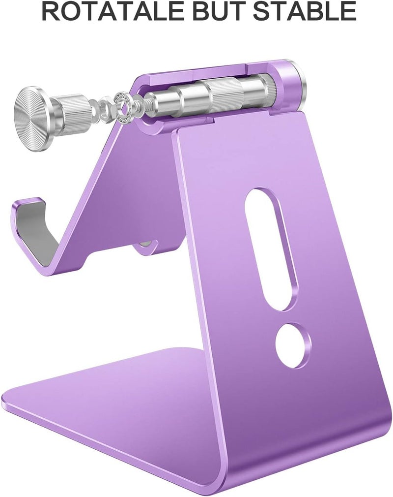 Omoton Adjustable Cell Phone Stand, C2 Aluminum Desktop Phone Holder Dock Compatible with iPhone 15 14 13 Xs XR 8 Plus 7 6, Samsung Galaxy, Google Pixel, Android Phones, Purple - Image 5