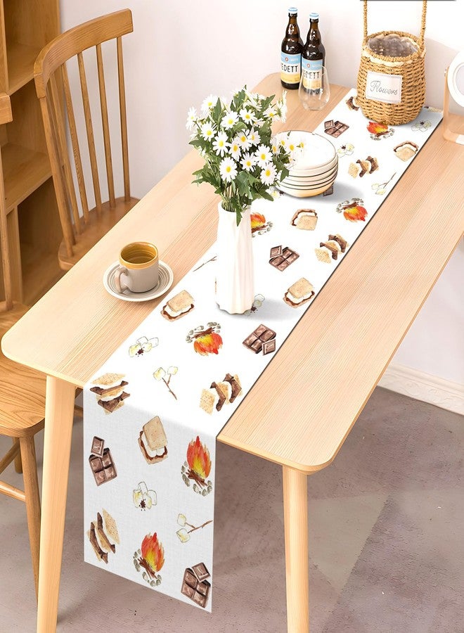 Pudodo S'Mores Table Runner Camping Themed Birthday Party Bonfire Picnic Kitchen Dining Room Home Decorations (13" x 72") - Image 2