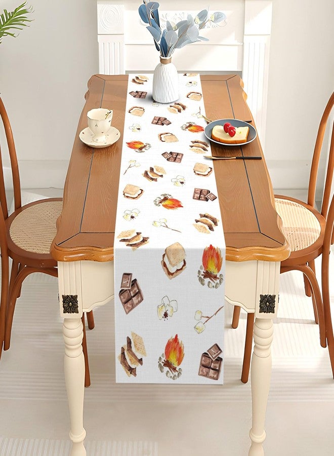 Pudodo S'Mores Table Runner Camping Themed Birthday Party Bonfire Picnic Kitchen Dining Room Home Decorations (13" x 72") - Image 3