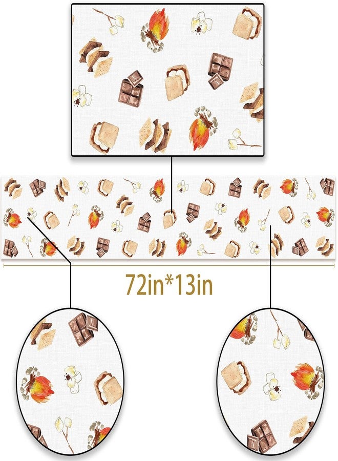 Pudodo S'Mores Table Runner Camping Themed Birthday Party Bonfire Picnic Kitchen Dining Room Home Decorations (13" x 72") - Image 5
