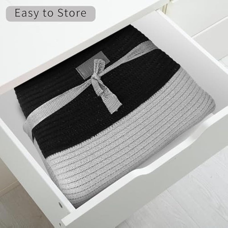 Loquat Premium Woven Rope Laundry Basket | 60L Foldable Laundry Hamper & Clothes Basket | Washing Basket & Laundry Bag | Storage Basket for Blankets, Toys, Dirty Clothes | Black & Gray - Image 4