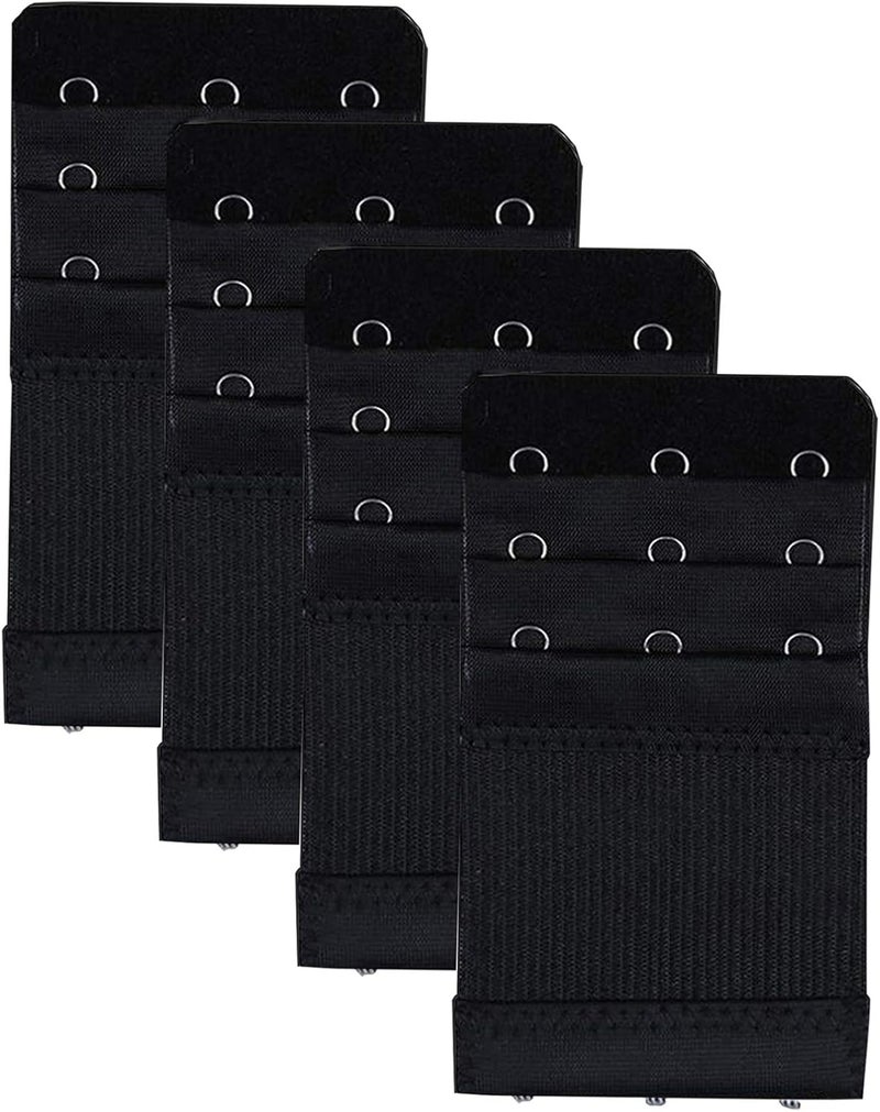KTOBTEL Bra Extender 3 Hooks 3 Rows Elastic Bra Band Hook Strap Extensions for Women, Pack of 4 - Image 1