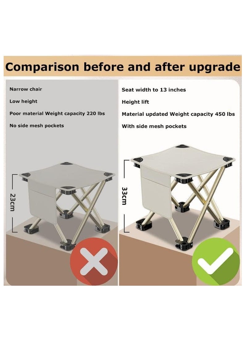 MIXDE Camping Stool, Portable Folding Stool for Outdoor Walking Hiking Fishing, Large Capacity with storage Bag (Beige)  - Image 3