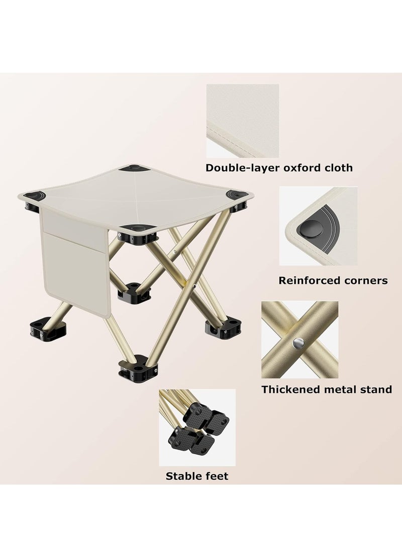 MIXDE Camping Stool, Portable Folding Stool for Outdoor Walking Hiking Fishing, Large Capacity with storage Bag (Beige)  - Image 4