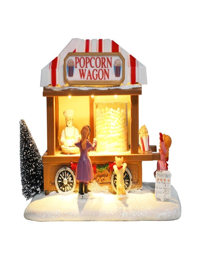 Chonsun Christmas Village Collectible Buildings Christmas Village Houses Popcorn House with LED Light Musical USB Indoor Figurines Decoration Indoor Xmas Decor - Image 1