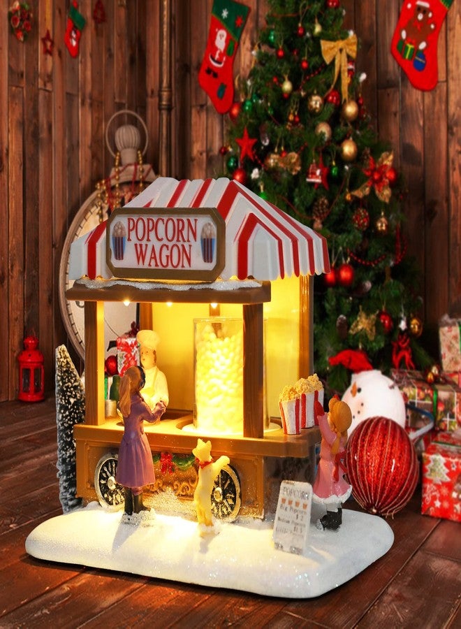 Chonsun Christmas Village Collectible Buildings Christmas Village Houses Popcorn House with LED Light Musical USB Indoor Figurines Decoration Indoor Xmas Decor - Image 2