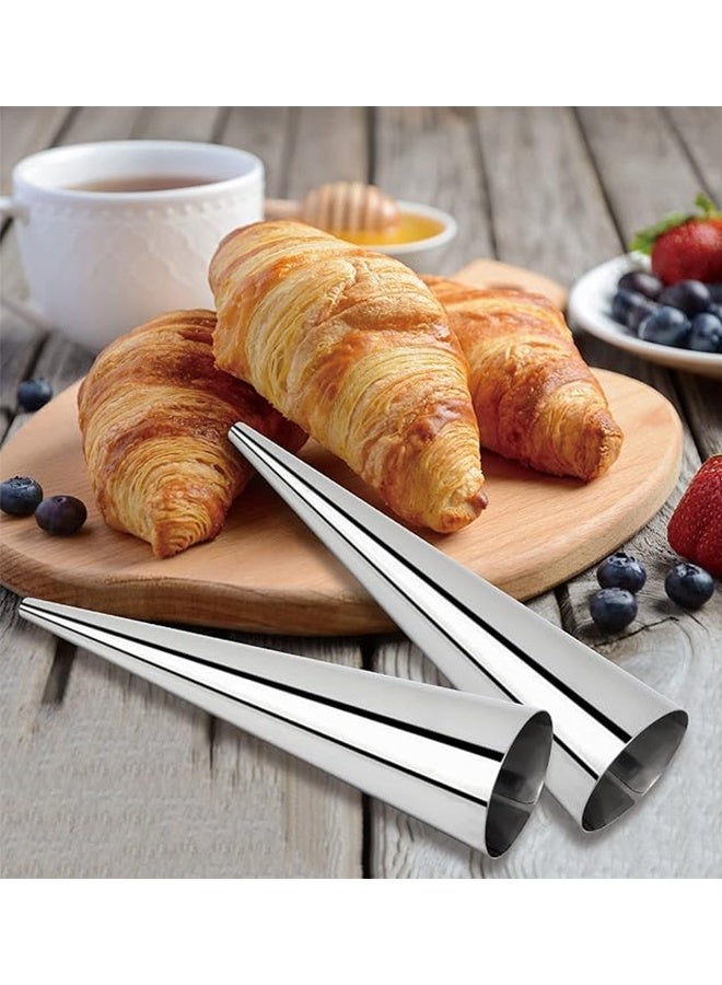 KANGLI 6 Piece Spiral Croissants Pastry Conical Tube Baking Mold Silver 4.72 × 1.26 inch - Image 2
