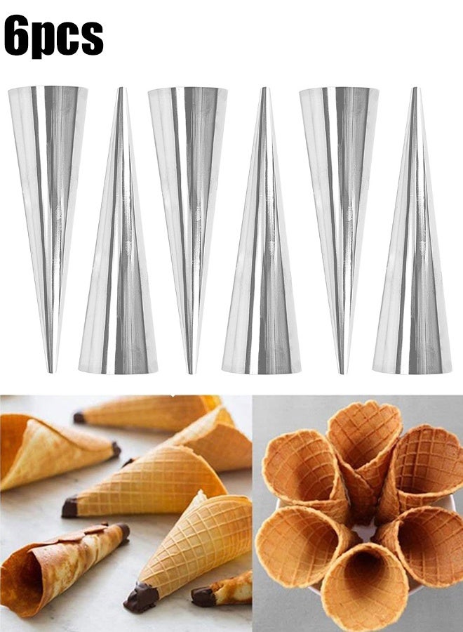 KANGLI 6 Piece Spiral Croissants Pastry Conical Tube Baking Mold Silver 4.72 × 1.26 inch - Image 1
