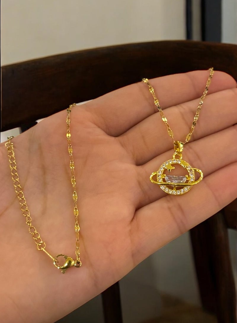 Attractives Trendy Stainless Steel Gold Plated Necklace For Women - Image 1