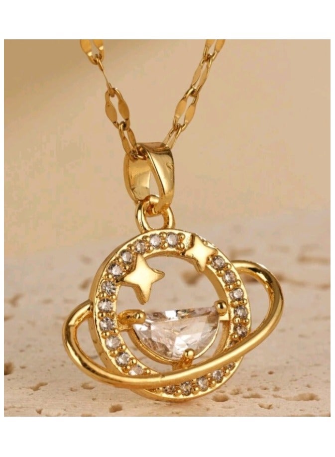 Attractives Trendy Stainless Steel Gold Plated Necklace For Women - Image 3