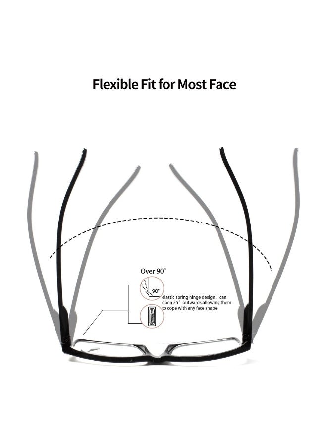 LANLANG 3-Pack Reading Glasses for Men women, Blue Light Blocking Readers, Spring Hinge, Black, +2.25 diopters - Image 2