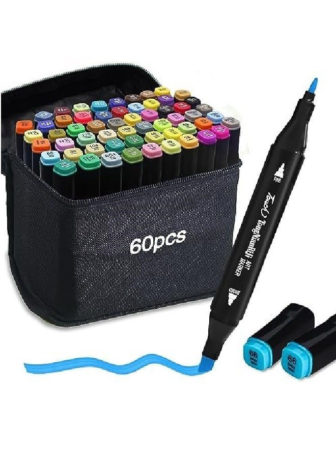 Touch Color touch bag 60pcs felt-tip pen has two sides, thin side and thick side  - Image 1