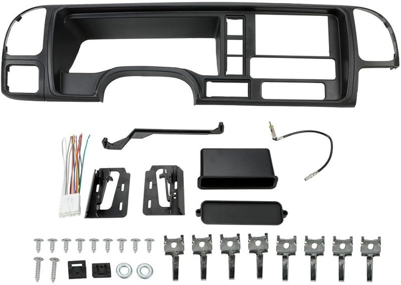 مجموعة لوحة لوحة القيادة المزدوجة الدين السوداء مع حزمة الأسلاك لشاحنات وسيارات الدفع الرباعي من GMC 1995-2002 - Image 2