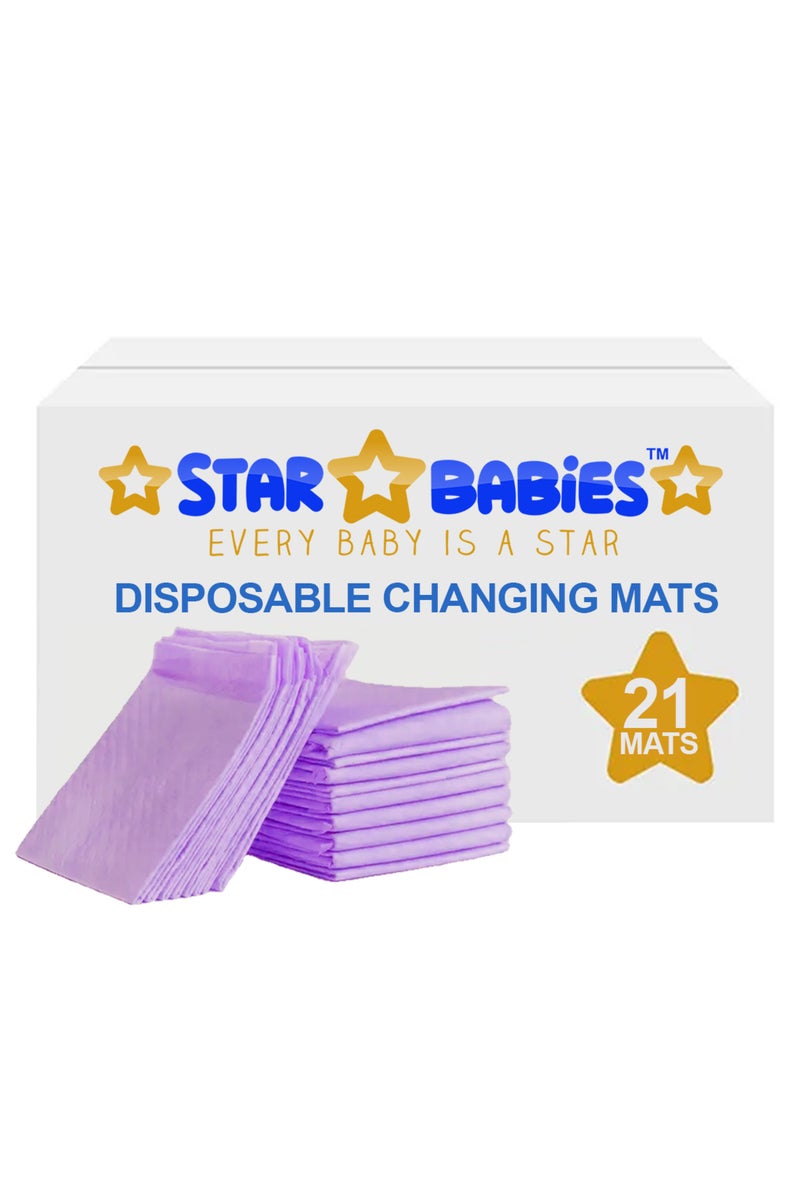 Star Babies - Disposable Changing Mat - Lavender - Large - 21pcs - Image 1