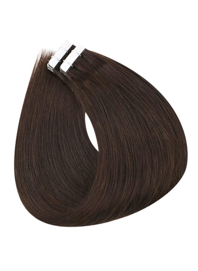 Fshine Full Shine Brown Tape in Hair Extensions Human Hair Dark Brown Hair Extensions 24inch Hair Extensions Real Human Hair Tape ins Seamless Glue in Hair Extensions 20 Pieces 50 Gram - Image 3