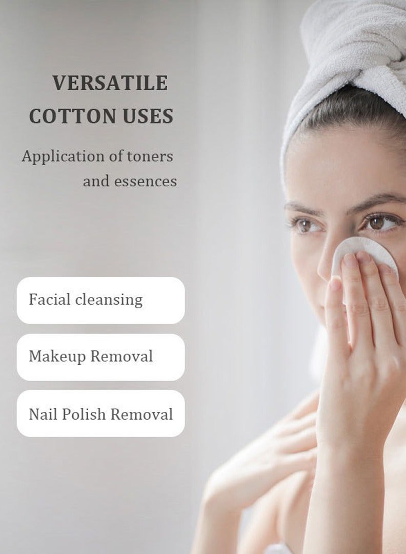 Bag of 100% Cotton Facial Discs (100 pcs), double textured, soft, lint-free makeup remover, hypoallergenic and highly absorbent - Image 2