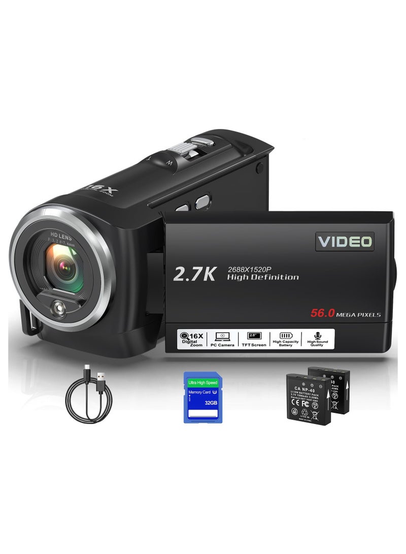 ASIV Portable 2.7K 56MP Camera | 16x Zoom + Dual Batteries + LED Lighting | Versatile for YouTube Live Streaming / Traveling / Meetings  - Image 1