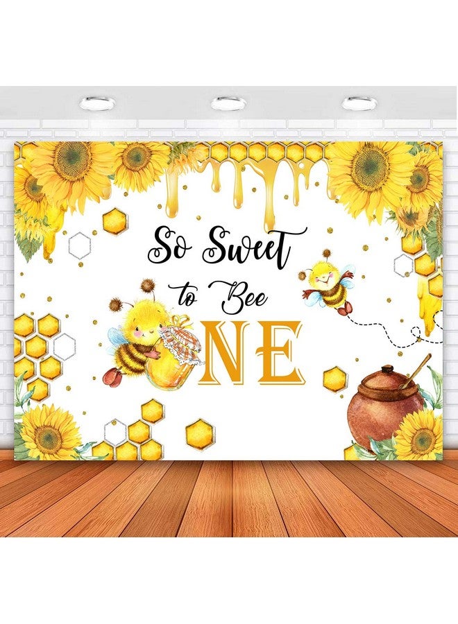 sensfun Bee 1St Birthday Backdrop So Sweet To Bee One Honeycomb First Birthday Photography Background Sunflowers Floral Happy Beeday Decorations Banner Supplies Photo Booth Studio Props 7X5Ft - Image 1