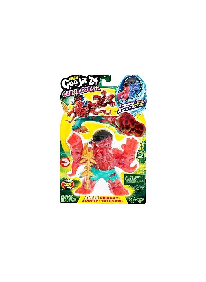 GOO JIT ZU Sea | Super Squishy, Goo Filled Toy Graplock Action Figure Hero Pack | with Color Changing Face That Reveals His | Stretch Him 3 Times His Size  - Image 2
