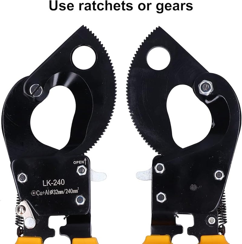 قواطع الكابلات الثقيلة ذات آلية الترس من الفولاذ عالي الكربون ومقابض من البلاستيك PC لأدوات الكهربائيين - Image 4