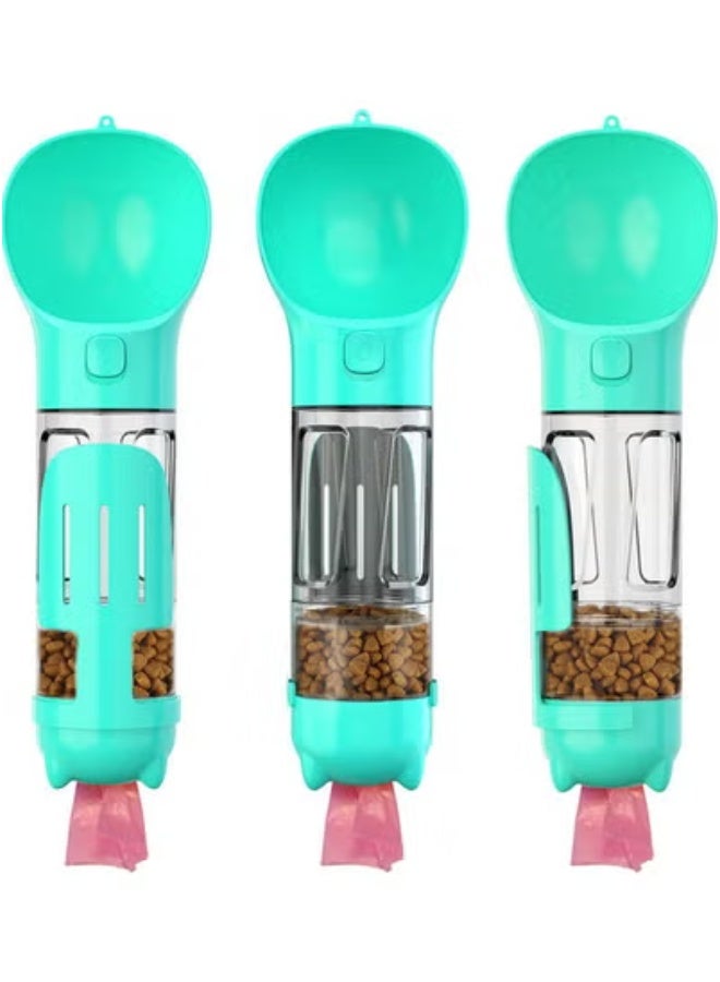 Dog Water Bottle for Walking Portable Pet Water Cup Food Box with Poop Shovel Turquoise - Image 2