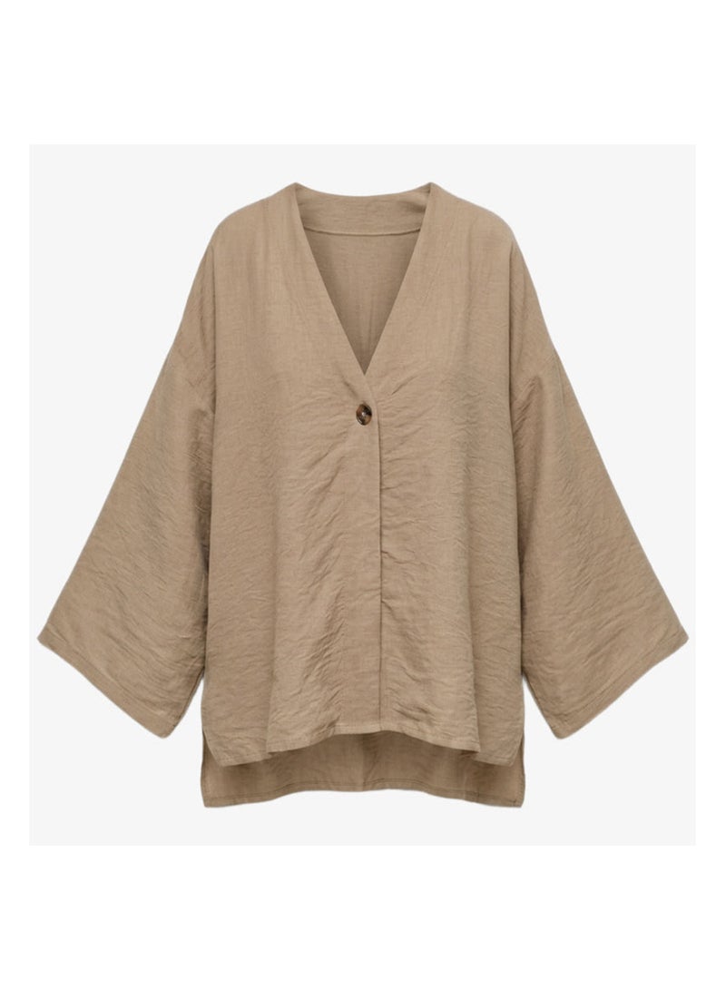 Carina Flowy Button-Front Kimono - Image 2