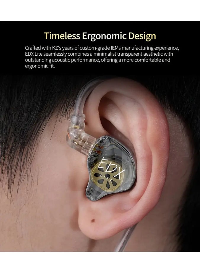 KZ EDX Lite In-Ear Monitoring Headphones with Noise Cancellation, Wired IEM Gaming Headset Featuring 1DD Dynamic Driver, Professional Tangle-Free OFC Cable, Earbud Tips, And 3, 5Mm Jack with Mic - Image 5