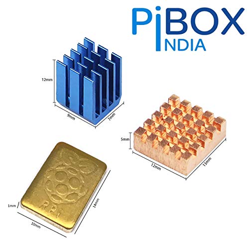 pibox India PiBOX الهند لمشتت حرارة Raspberry Pi 4، 3 قطع لمشتتات حرارة الألمنيوم مع شريط لاصق موصل حرارياً لنموذج Raspberry Pi 4B - 3 قطع - نموذج نحاسي مسطح - Image 3