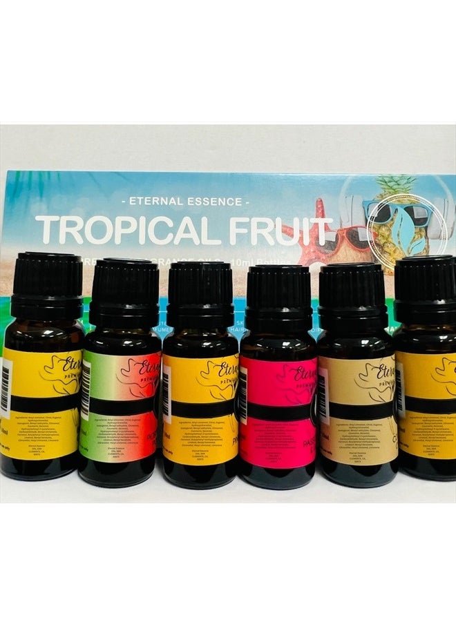 Eternal Essence Oils - Tropical Fruit - Gift Set of 6 Premium Fragrance Oikls - Mango, Coconut Cream, Pineapple, Passion Fruit & Guava, Banana and Portuguese Pomelo - 10ML - Image 1