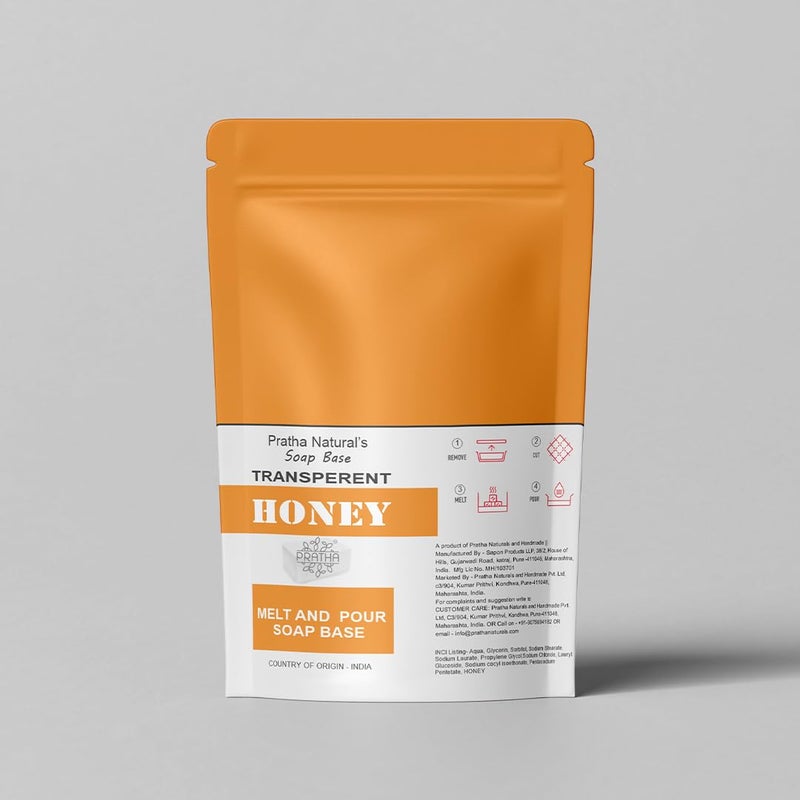Pratha Naturals ULTRA CLEAR HONEY Melt and Pour soap base Glycerin Soap Base Pure and Natural No Paraben SLS Tallow 2kg - Image 1