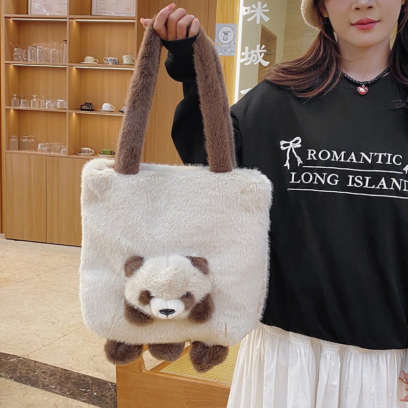 Creative Cartoon Panda Plush Shoulder Bag Exquisite Cute Doll Large Capacity Portable Shoulder Bag - Image 2