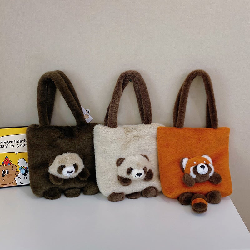 Creative Cartoon Panda Plush Shoulder Bag Exquisite Cute Doll Large Capacity Portable Shoulder Bag - Image 5