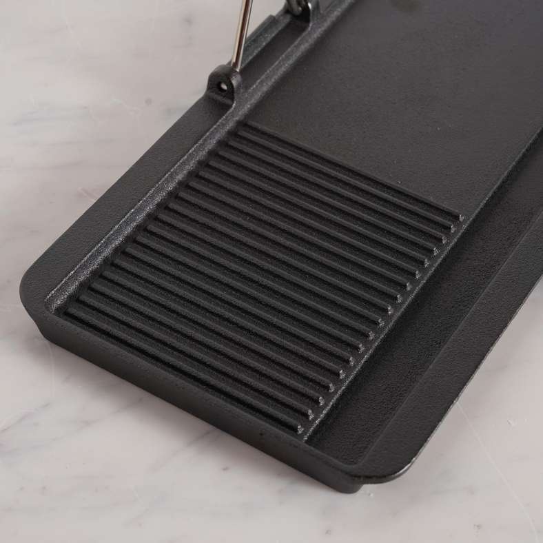Pan Home Ferric Cast Iron Grill Pan With Foldable Handle 38x18cm -Black - 201CJN9900134 - Image 5