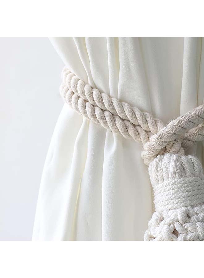 انتيكيانو اربطة ستائر مكرامية من قطعتين بلون كريمي بوهيمي لديكور المنزل Artistic - Image 3