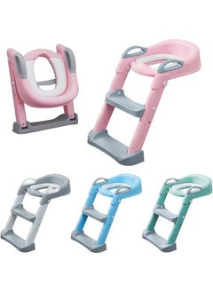 Beauenty Height Adjustable Foldable Toilet Seat, Urinal Back, Training Chair, Ladder With Step Stool, Suitable For Children, Boys, Girls, Toilet Seat Steps (Pink)  - Image 2