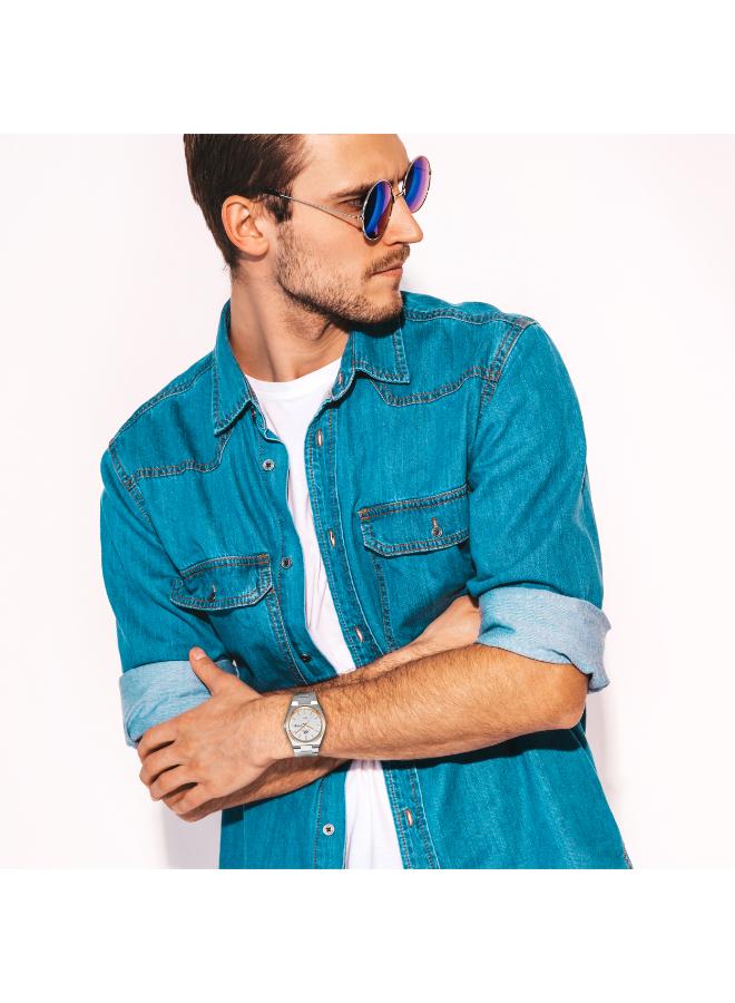 كينيث سكوت ساعة كينيث سكوت رجالي بعرض تناظري وسوار ستانلس ستيل فضي - Image 5