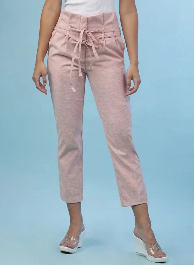 Women Straight Fit Solid High Rise Pant