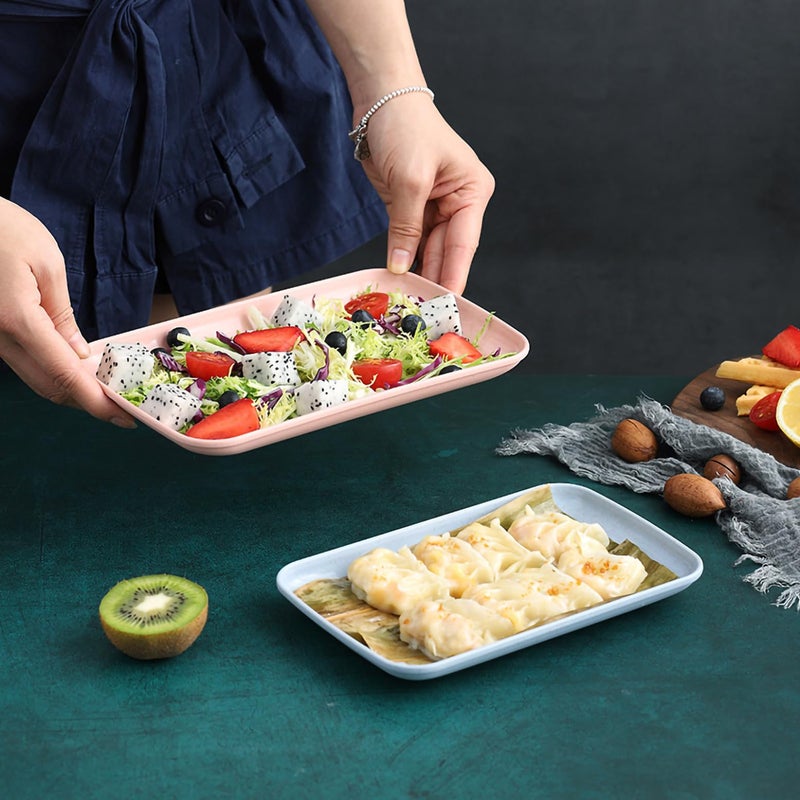 P-PLUS INTERNATIONAL Small Dinner Plates, Rectangular Dessert Plates Small Plate for Appetizer Microwave Dishwasher Safe Serving Plate for Cake, Bread, Salad, Snack Side Dish (Random Color, Set of 4) - Image 4