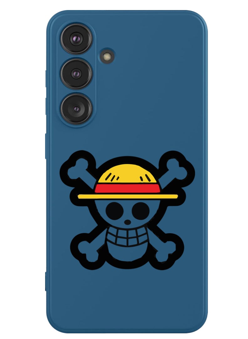 Theodor Protective Slim Fit Case Liquid Silicone Cover with Full Body Protection Anti-Scratch Shockproof Case For Samsung Galaxy S24 Plus (Blue) - Skull - Image 1