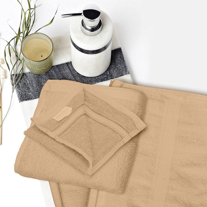 Princess Deyarco - - 3 Pcs Towel Set, Includes: Face (30x30cm), Hand (40x70cm) and Bath (70x140cm) Towels, Fabric: 100% Cotton Terry, Pattern: Ringspun, Color: Beige - Image 3
