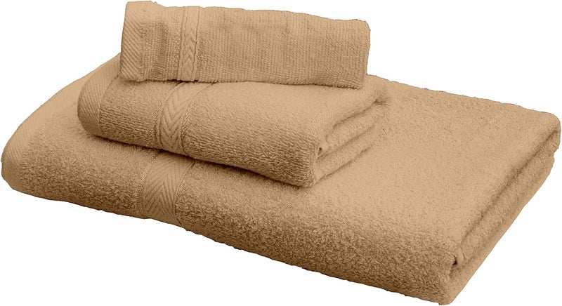 Princess Deyarco - - 3 Pcs Towel Set, Includes: Face (30x30cm), Hand (40x70cm) and Bath (70x140cm) Towels, Fabric: 100% Cotton Terry, Pattern: Ringspun, Color: Beige - Image 5