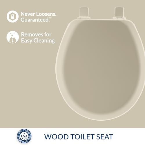 Mayfair Cameron Bone Toilet Seat, Non Slip Heavy Duty Wood, Easy Clean, Made in USA, Round - Image 2