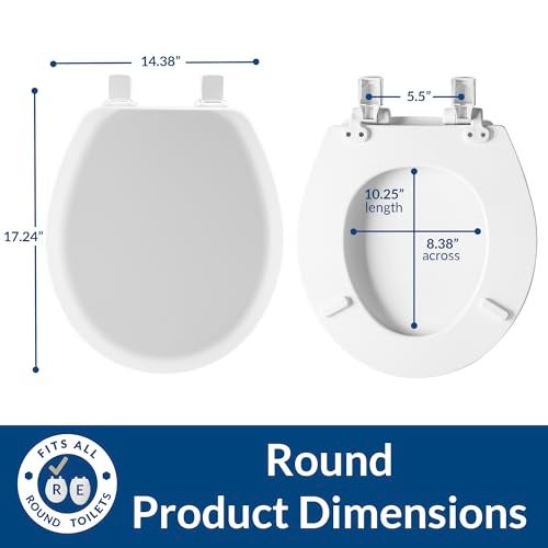 Mayfair Cameron Bone Toilet Seat, Non Slip Heavy Duty Wood, Easy Clean, Made in USA, Round - Image 5